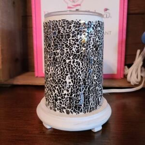 Pink zebra Gray crackle simmer light (wax warmer)